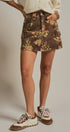 Vintage Floral Cotton Denim Cargo Mini Skirt in Brown - Women's Skirts | Urban Daizy