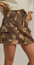 Vintage Floral Cotton Denim Cargo Mini Skirt in Brown - Women's Skirts | Urban Daizy