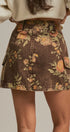 Vintage Floral Cotton Denim Cargo Mini Skirt in Brown - Women's Skirts | Urban Daizy