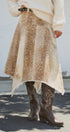 Fawn Print Denim Hi-Low Maxi Skirt With Belt in Khaki - Women's Skirts | Urban Daizy