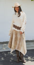 Fawn Print Denim Hi-Low Maxi Skirt With Belt in Khaki - Women's Skirts | Urban Daizy
