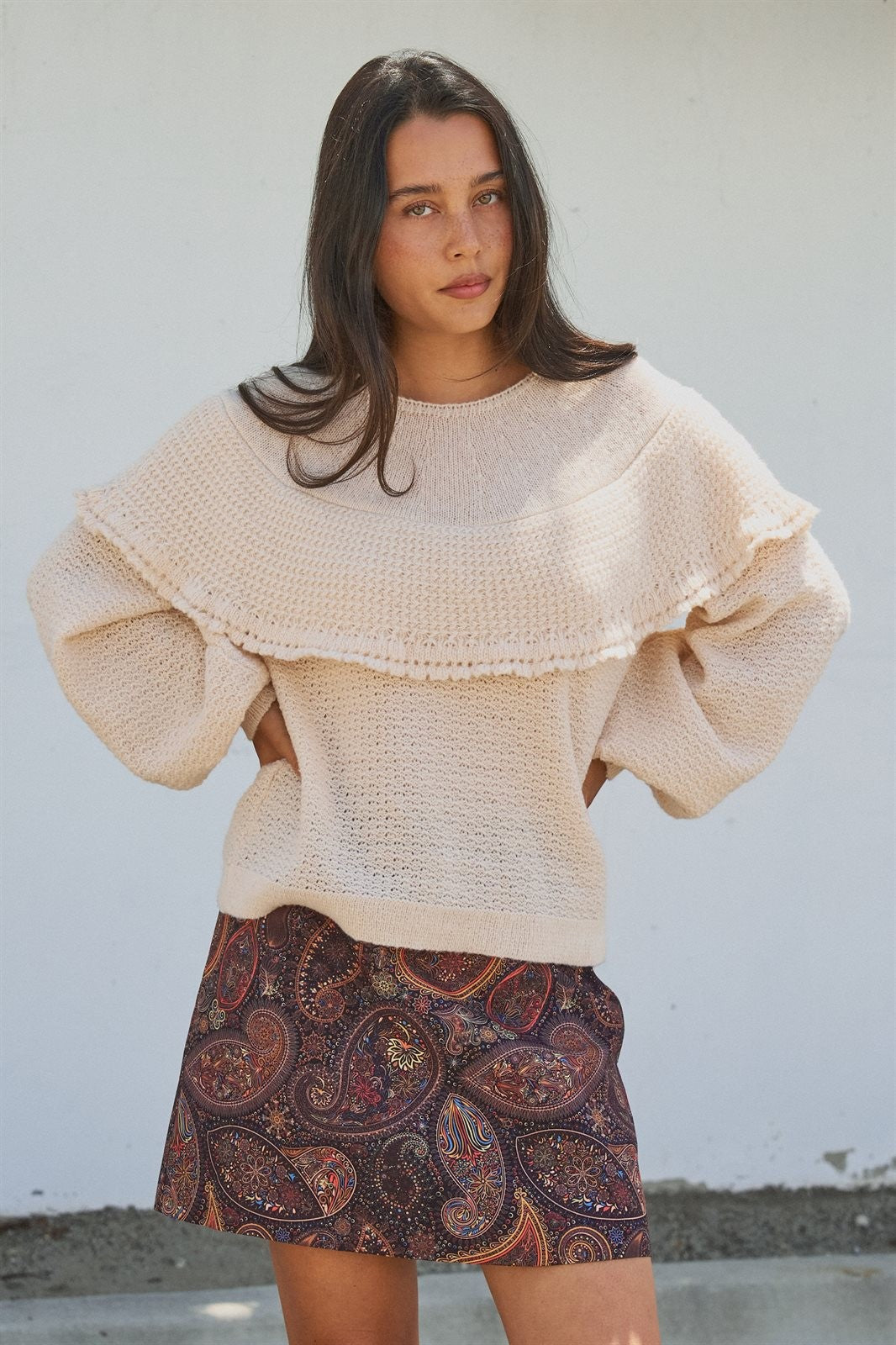 Paisley Print A-Line Mini Skirt in Warm Multi in Brown - Women's Mini Skirts | Urban Daizy