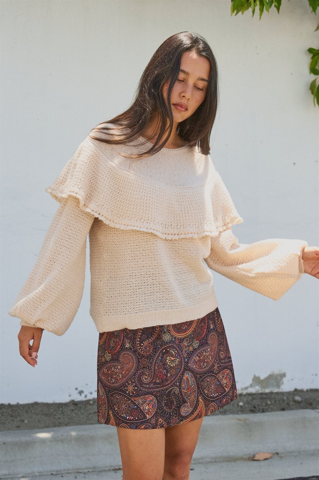 Paisley Print A-Line Mini Skirt in Warm Multi in Brown - Women's Mini Skirts | Urban Daizy