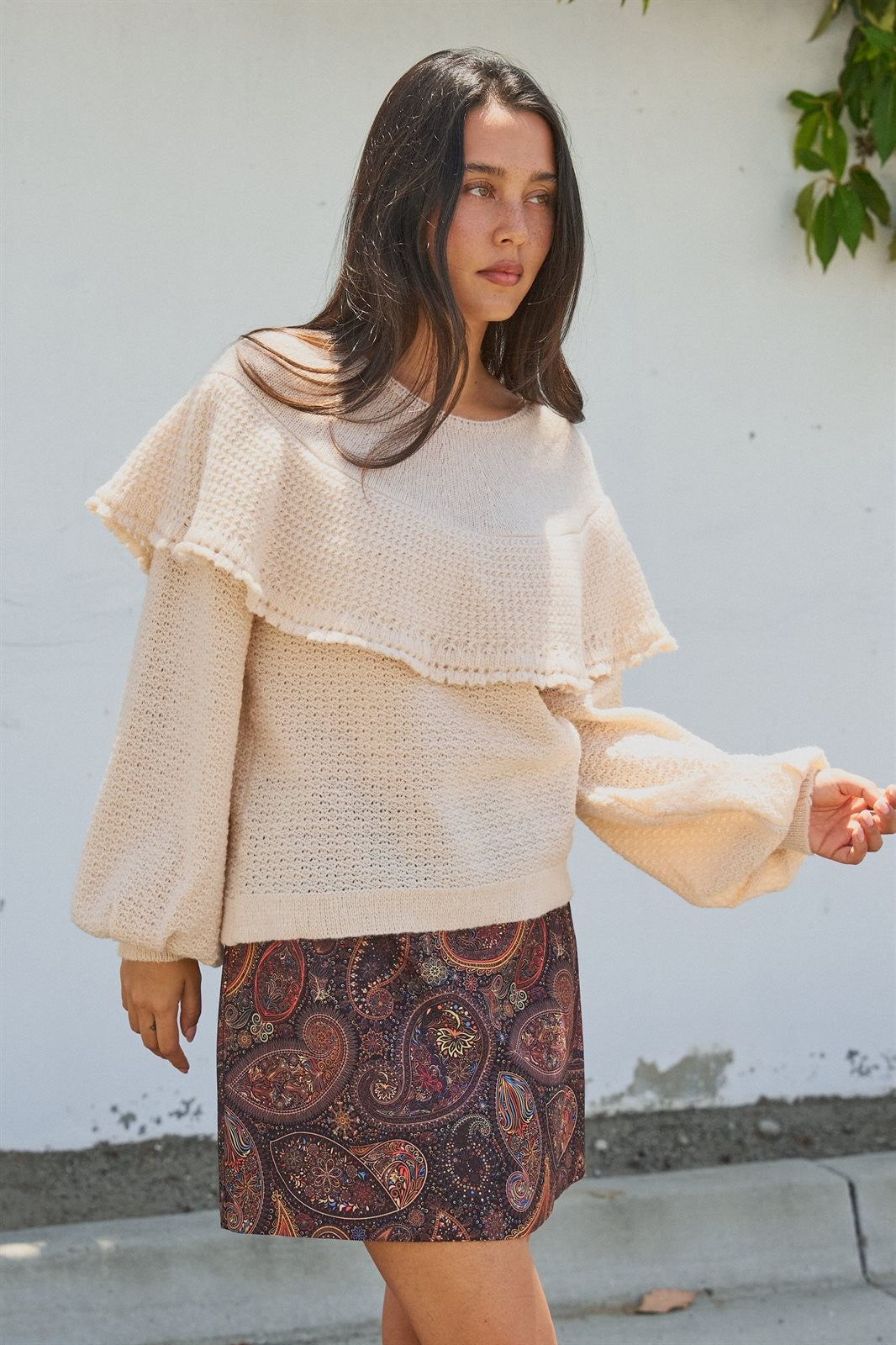 Paisley Print A-Line Mini Skirt in Warm Multi in Brown - Women's Mini Skirts | Urban Daizy