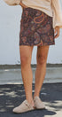 Paisley Print A-Line Mini Skirt in Warm Multi in Brown - Women's Mini Skirts | Urban Daizy