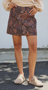 Paisley Print A-Line Mini Skirt in Warm Multi in Brown - Women's Mini Skirts | Urban Daizy