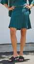 Pleated Sweater Knit Mini Skirt with Ribbed Waist in Grey - Women's Maxi Skirts | Urban Daizy