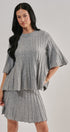 Pleated Sweater Knit Mini Skirt with Ribbed Waist in Grey - Women's Maxi Skirts | Urban Daizy