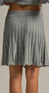 Pleated Sweater Knit Mini Skirt with Ribbed Waist in Grey - Women's Maxi Skirts | Urban Daizy
