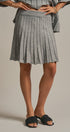 Pleated Sweater Knit Mini Skirt with Ribbed Waist in Grey - Women's Maxi Skirts | Urban Daizy