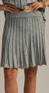 Pleated Sweater Knit Mini Skirt with Ribbed Waist in Grey - Women's Maxi Skirts | Urban Daizy