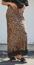 Leopard Print Satin Maxi Skirt with Lace Hem in Leopard - Women's Skirts | Urban Daizy