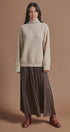 Washed Satin Crinkle Pleated Maxi Skirt in Brown - Women's Skirts | Urban Daizy