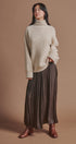 Washed Satin Crinkle Pleated Maxi Skirt in Brown - Women's Skirts | Urban Daizy