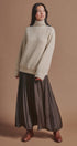 Washed Satin Crinkle Pleated Maxi Skirt in Brown - Women's Skirts | Urban Daizy