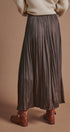 Washed Satin Crinkle Pleated Maxi Skirt in Brown - Women's Skirts | Urban Daizy