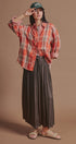 Washed Satin Crinkle Pleated Maxi Skirt in Brown - Women's Skirts | Urban Daizy