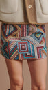 Geometric Tapestry Mini Skirt in Brown - Women's Mini Skirts | Urban Daizy