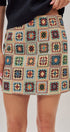 Geometric Tapestry Mini Skirt in Cream - Women's Mini Skirts | Urban Daizy