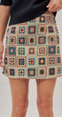 Geometric Tapestry Mini Skirt in Cream - Women's Mini Skirts | Urban Daizy