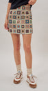 Geometric Tapestry Mini Skirt in Cream - Women's Mini Skirts | Urban Daizy