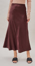 Bias Cut Satin Maxi Skirt in Cocoa Brown in Burgundy - Women's Skirts | Urban Daizy
