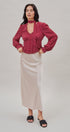 Bias Cut Satin Maxi Skirt in Cocoa Brown in Natural - Women's Skirts | Urban Daizy