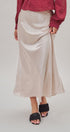 Bias Cut Satin Maxi Skirt in Cocoa Brown in Natural - Women's Skirts | Urban Daizy