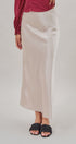 Bias Cut Satin Maxi Skirt in Cocoa Brown in Natural - Women's Skirts | Urban Daizy