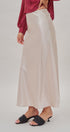 Bias Cut Satin Maxi Skirt in Cocoa Brown in Natural - Women's Skirts | Urban Daizy