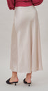 Bias Cut Satin Maxi Skirt in Cocoa Brown in Natural - Women's Skirts | Urban Daizy