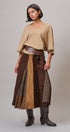 Western Patchwork Maxi Skirt Mixed Fabric Gore in Brown - Women's Maxi Skirts | Urban Daizy