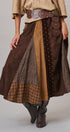 Western Patchwork Maxi Skirt Mixed Fabric Gore in Brown - Women's Maxi Skirts | Urban Daizy
