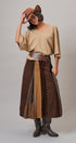 Western Patchwork Maxi Skirt Mixed Fabric Gore in Brown - Women's Maxi Skirts | Urban Daizy