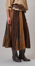 Western Patchwork Maxi Skirt Mixed Fabric Gore in Brown - Women's Maxi Skirts | Urban Daizy