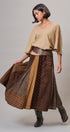 Western Patchwork Maxi Skirt Mixed Fabric Gore in Brown - Women's Maxi Skirts | Urban Daizy