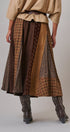 Western Patchwork Maxi Skirt Mixed Fabric Gore in Brown - Women's Maxi Skirts | Urban Daizy
