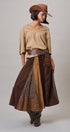 Western Patchwork Maxi Skirt Mixed Fabric Gore in Brown - Women's Maxi Skirts | Urban Daizy