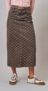 Soft Focus Polka Dot Denim Skirt in Brown - Women's Midi Skirts | Urban Daizy