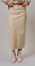 Soft Focus Polka Dot Denim Skirt in Brown - Women's Midi Skirts | Urban Daizy