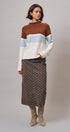 Soft Focus Polka Dot Denim Skirt in Brown - Women's Midi Skirts | Urban Daizy