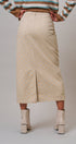 Soft Focus Polka Dot Denim Skirt in Cream - Women's Midi Skirts | Urban Daizy