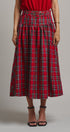 Tartan Twirl Belted Midi Skirt in Red - Women's Midi Skirts | Urban Daizy