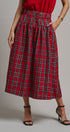 Tartan Twirl Belted Midi Skirt in Red - Women's Midi Skirts | Urban Daizy