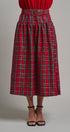 Tartan Twirl Belted Midi Skirt in Red - Women's Midi Skirts | Urban Daizy
