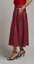 Tartan Twirl Belted Midi Skirt in Red - Women's Midi Skirts | Urban Daizy