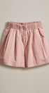 Cotton Twill Pleated Shorts with Button Front in Pink - Women's Fashion | Urban Daizy