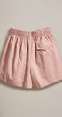 Cotton Twill Pleated Shorts with Button Front in Pink - Women's Fashion | Urban Daizy