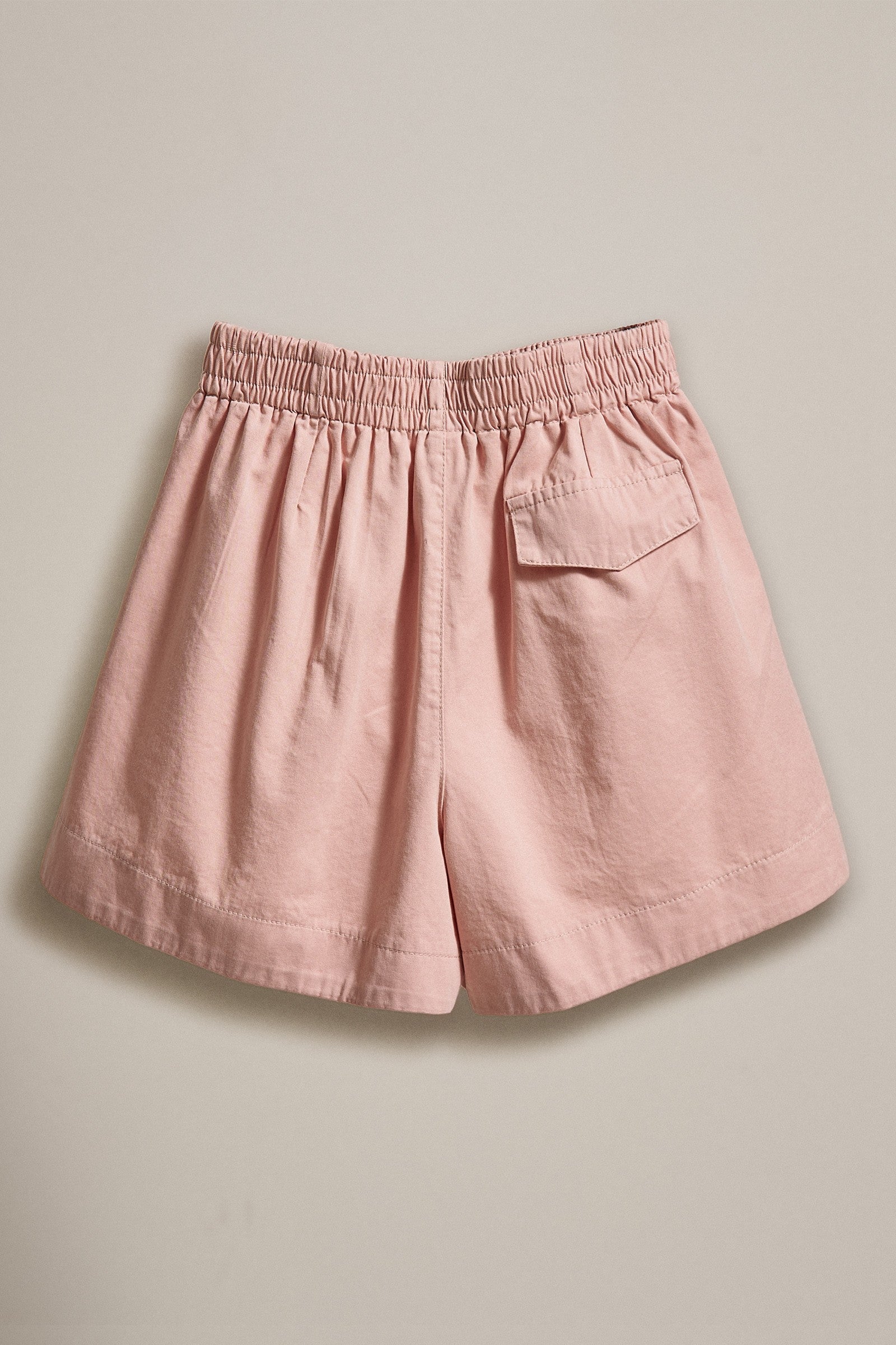 Cotton Twill Pleated Shorts with Button Front in Pink - Women's Fashion | Urban Daizy