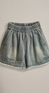 Lace Trim High Rise Vintage Wash Denim Shorts in Denim - Women's Fashion | Urban Daizy